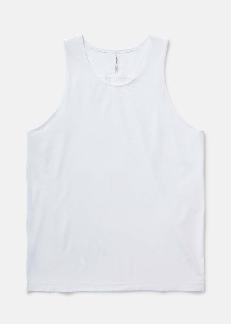 ThinkFast Vent Tank in white color, perfect for high-sweat recreation with breathable mesh back panel.