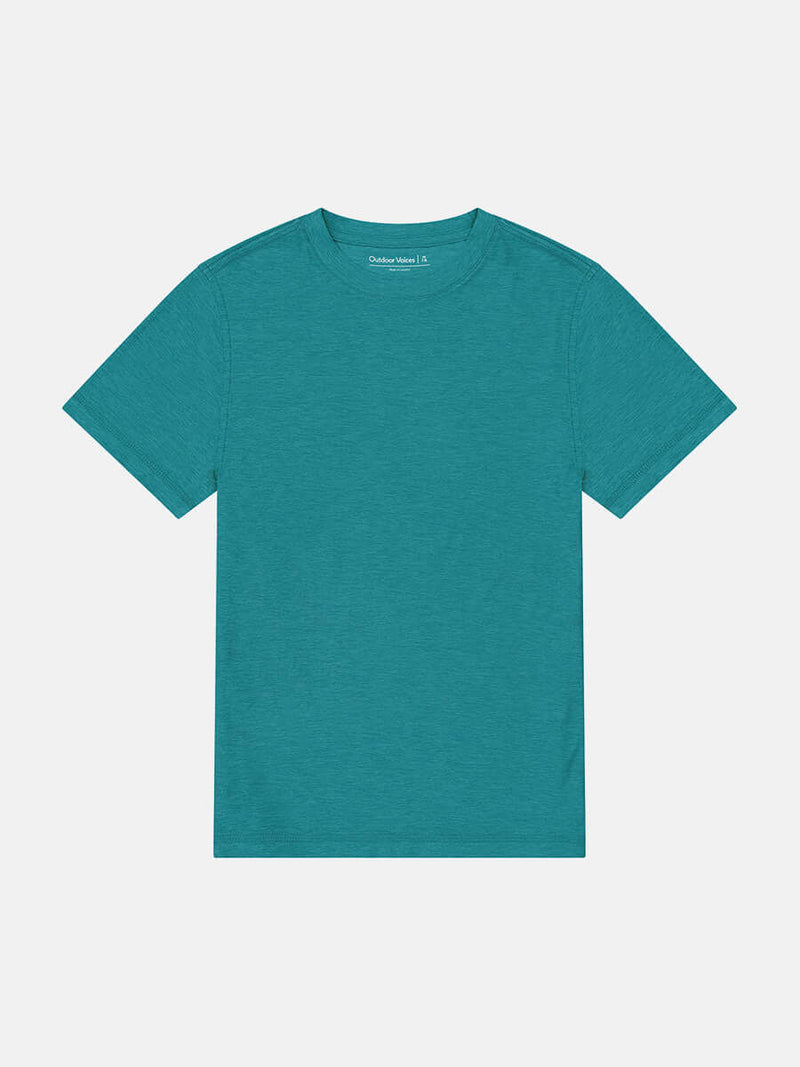Boys CloudKnit Tee in teal color, showcasing soft fabric designed for comfort and active play.
