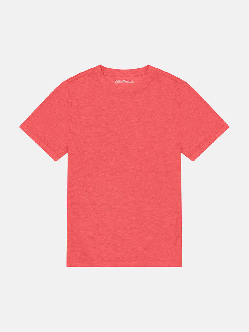Boys CloudKnit Tee in vibrant coral color, featuring ultra-soft fabric for comfort and durability.