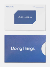 Digital Gift Card from Outdoor Voices featuring a sleek blue design for gifting.