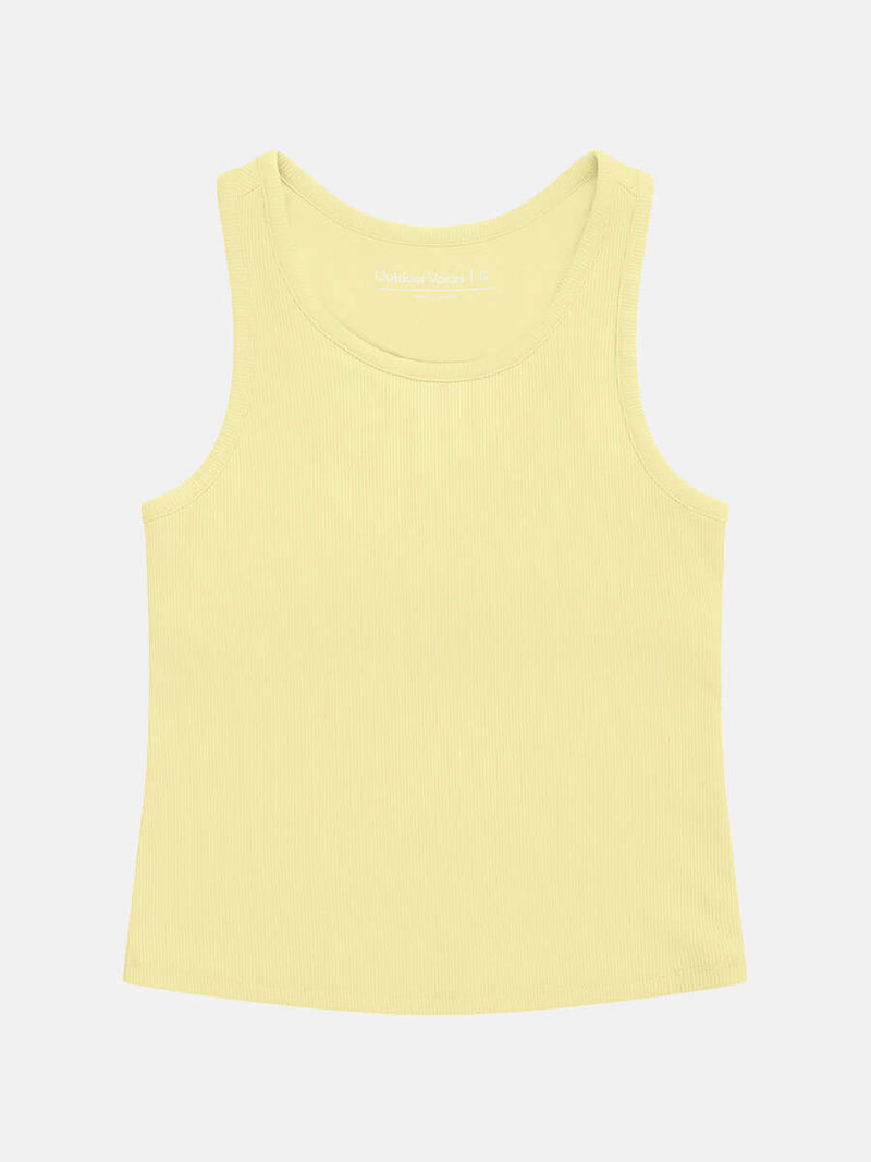 Girls Rib Tank in bright yellow color, perfect for active wear and everyday comfort.