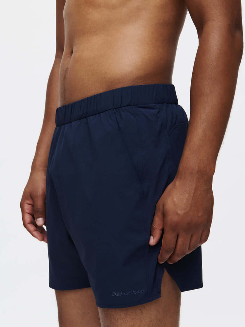 High Stride 5" Short with Pockets in navy, perfect for training with lightweight fabric and pockets.
