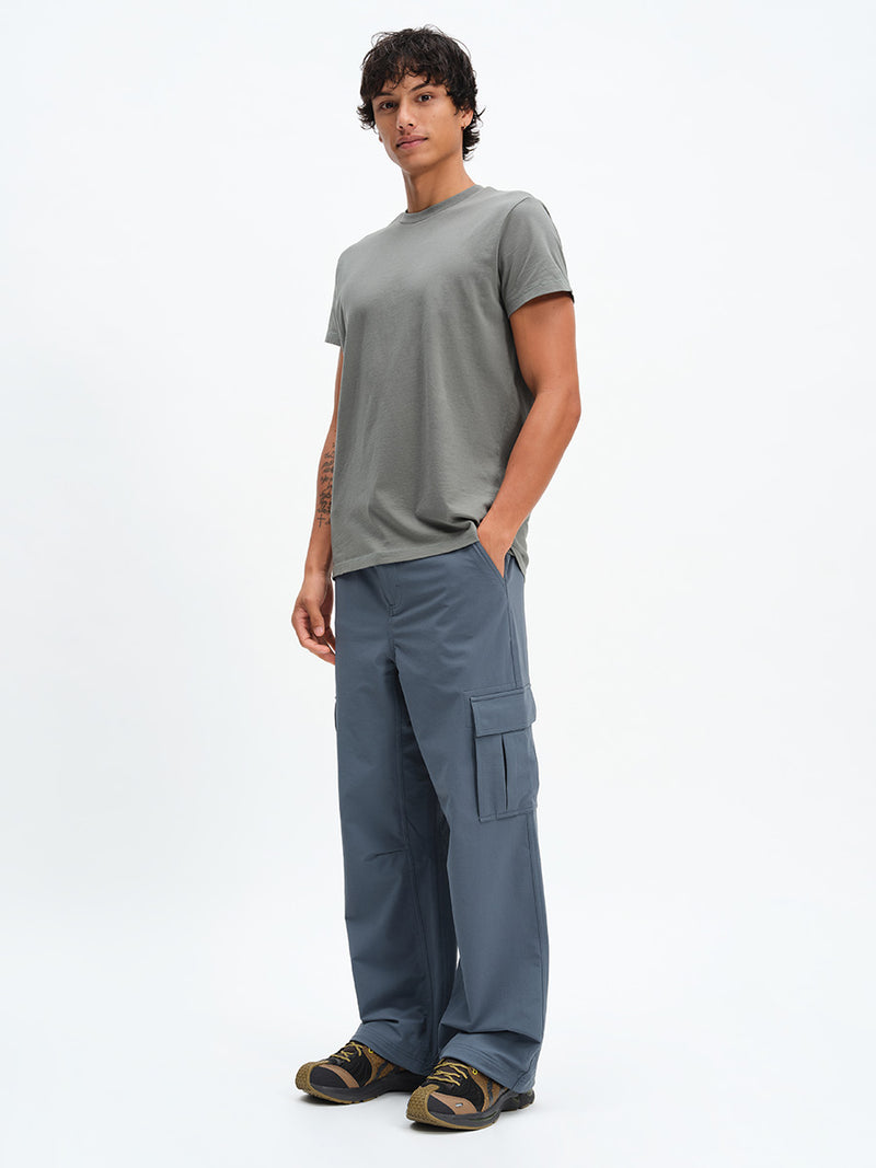 Men's Everyday Classic Shortsleeve in Blue Gum – front full-length view styled with cargo pants