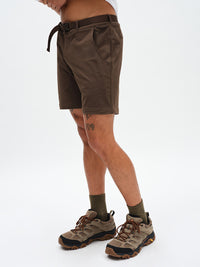 Men's RecTrek Zip-Off Pant in Soil – worn as shorts, side view