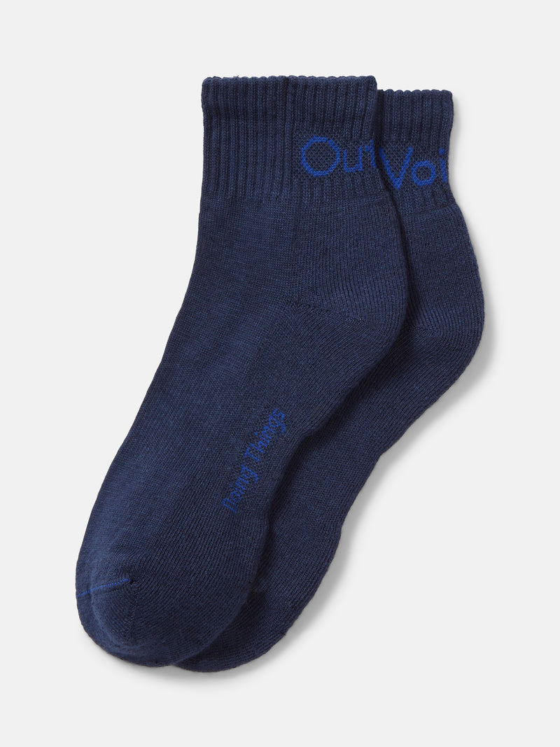 OV Rec Ankle Sock CL in navy blue, featuring cushioned soles and ribbed cuffs.