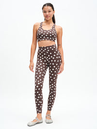 Doing Things Bra in Dark Bay Polka Dot – front full-length view styled with matching leggings