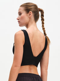 Venus Crop Top in Black – back view showing V-back