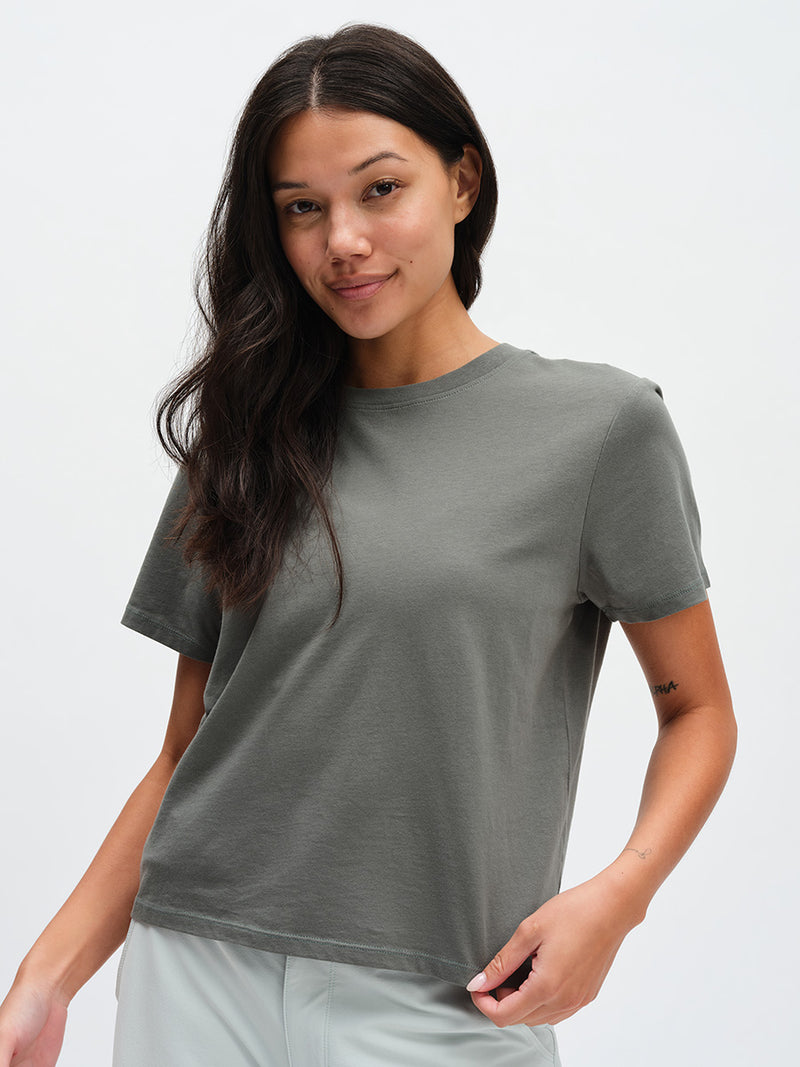 Everyday Shortsleeve in Blue Gum – front close-up