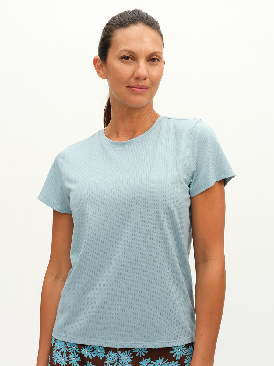 トップス SHISHIKUI COTTON C / LIGHT BLUE ThinkFast Mesh Shortsleeve in Light Blue | Women's Running Shirt | OV