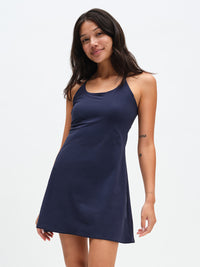 The Exercise Dress in Navy – front view