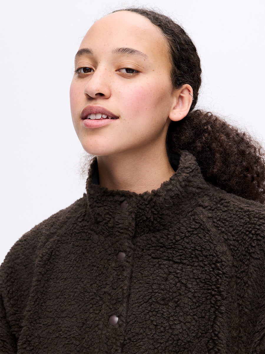 Candy Fleece Snap Jacket – Earth Brown | Outdoor Voices