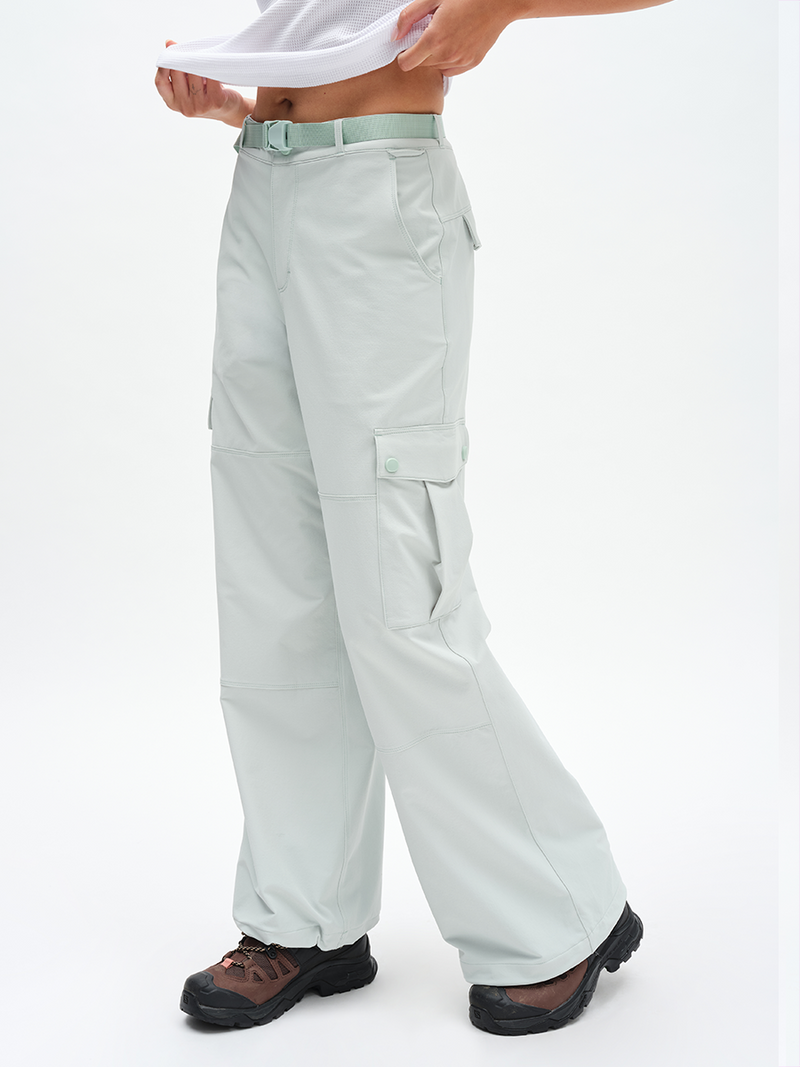 RecTrek Cargo Pant in Mint Dust – front view with belt