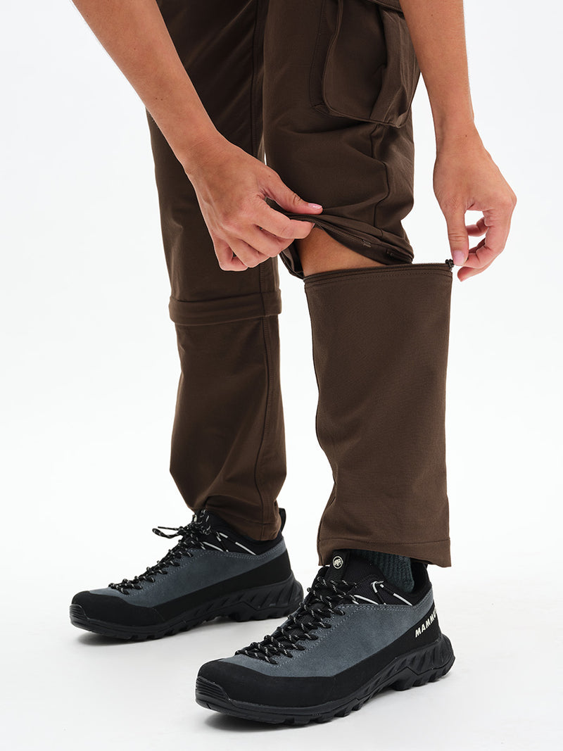 RecTrek Zip-Off Pant in Soil – close-up of zipping off the lower leg