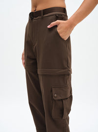 RecTrek Zip-Off Pant in Soil – front close-up of belt and pocket