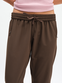 RecTrek 29" Pant in Soil – front close-up of drawstring waistband