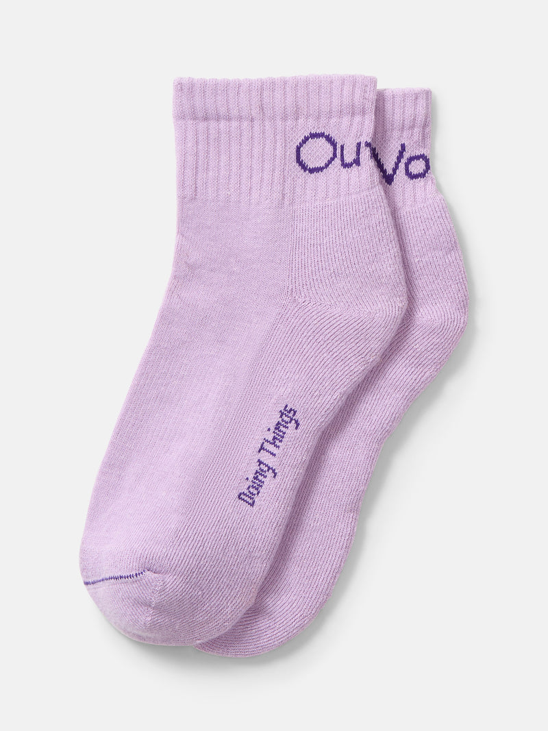 OV Rec Ankle Sock in Lavender with ribbed cuff and soft cushion for casual wear.