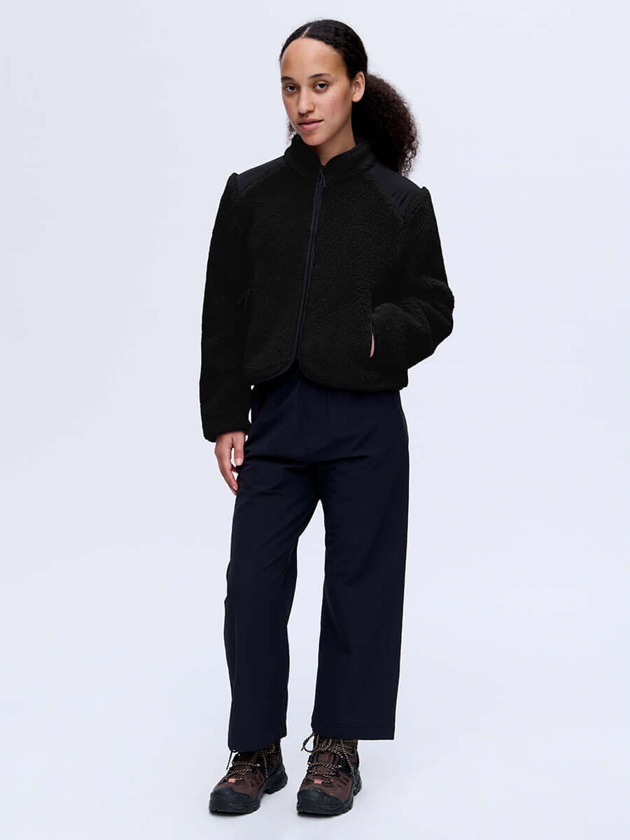 Candy Fleece Jacket in Italian Wool-Blend - Black | OV
