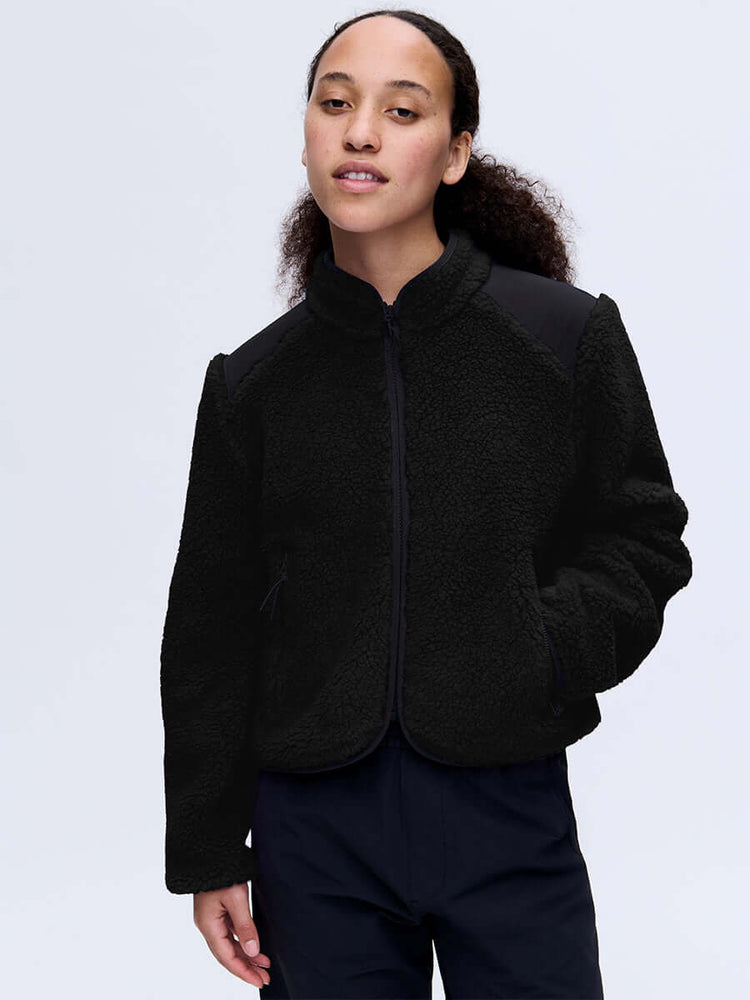 Candy Fleece Jacket in Italian Wool-Blend - Black | OV