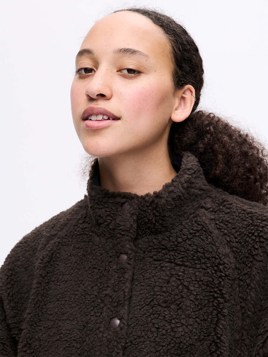 Candy Fleece Snap Jacket in Wool Blend - Earth | Outdoor Voices