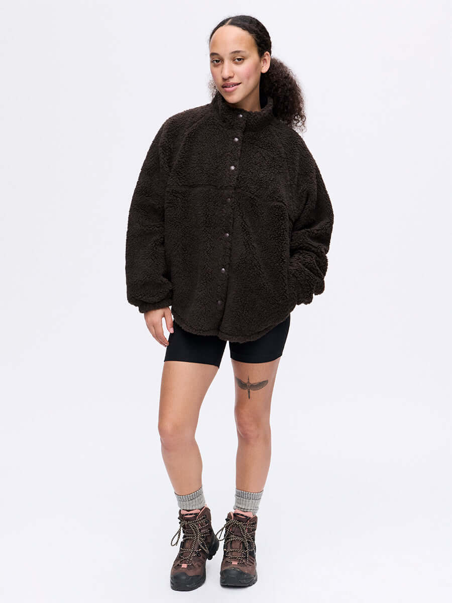 Candy Fleece Snap Jacket in Wool Blend - Earth | Outdoor Voices