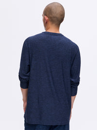 Back view of CloudKnit Longsleeve in Navy, featuring a classic fit and lightweight soft fabric.