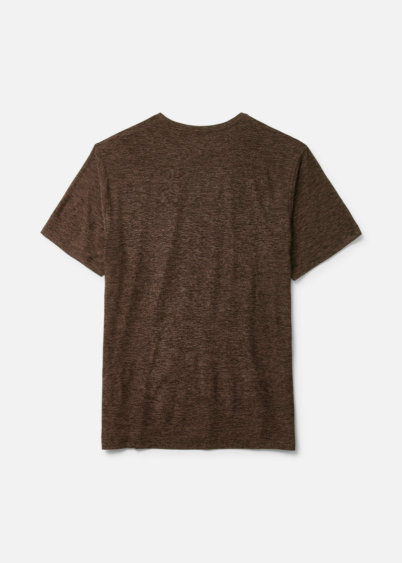 Back view of CloudKnit Shortsleeve in Brown, showing the lightweight fabric texture.