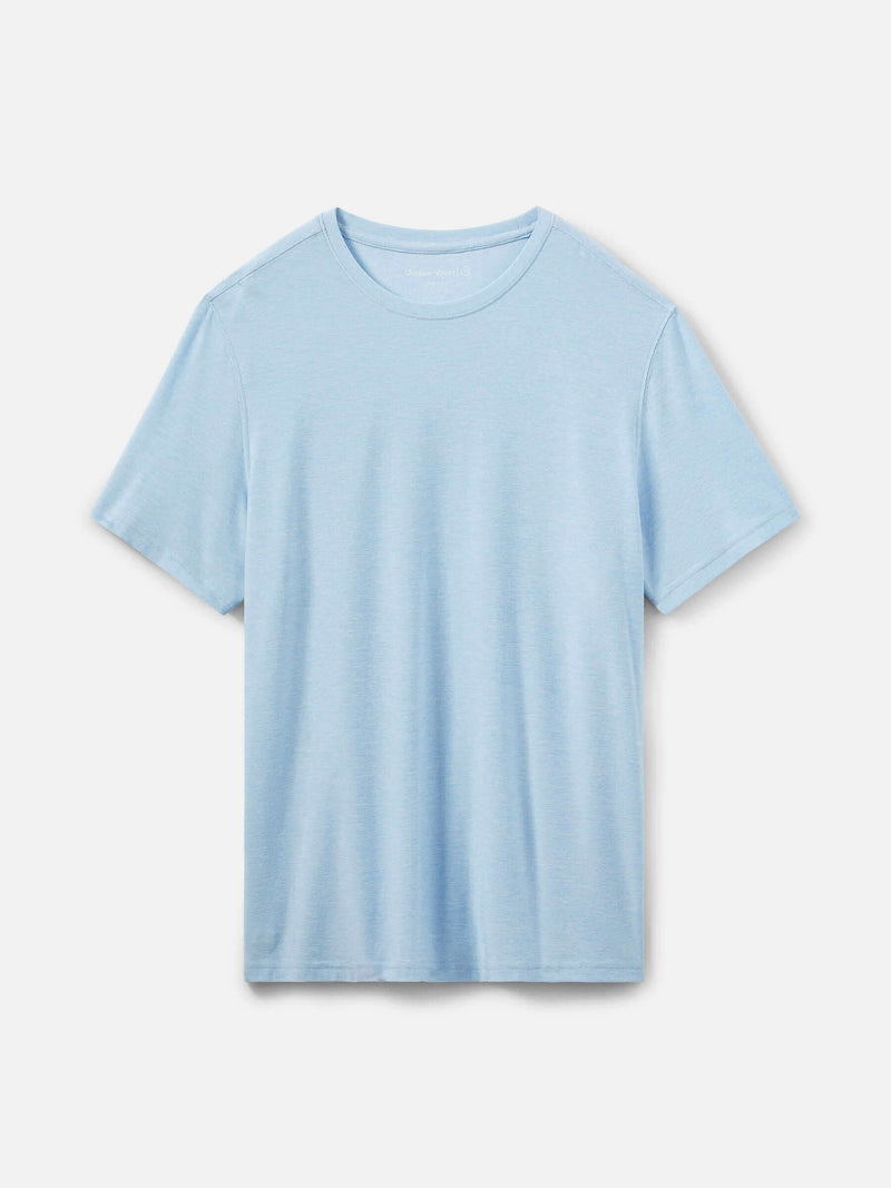 Flat lay of CloudKnit Shortsleeve in Light Blue, featuring soft and breathable fabric for everyday wear.