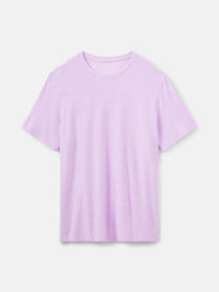 Flat lay of CloudKnit Shortsleeve in soft purple, featuring lightweight and breathable fabric.