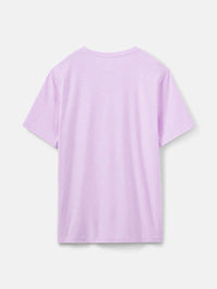 Back view of CloudKnit Shortsleeve in Lavender, with lightweight fabric and relaxed fit.