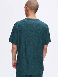 Back view of CloudKnit Shortsleeve in Dark Teal, with breathable fabric for everyday comfort.