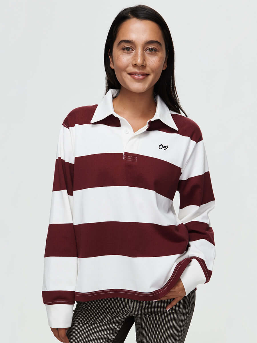 Club Polo in Yarn-Dyed Rugby Stripe - Bark Stripe | OV