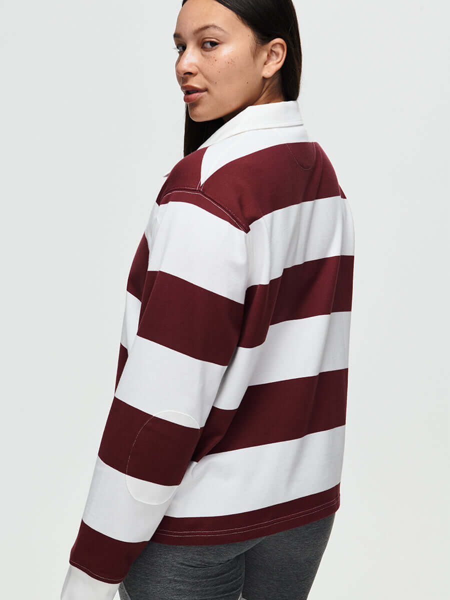 Club Polo in Yarn-Dyed Rugby Stripe - Bark Stripe | OV