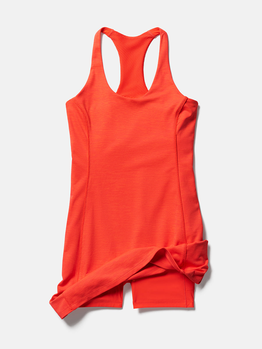Doing Things Dress in TechSweat Fabric - Hot Coral Doing Things Dress in TechSweat Fabric - Hot Coral
