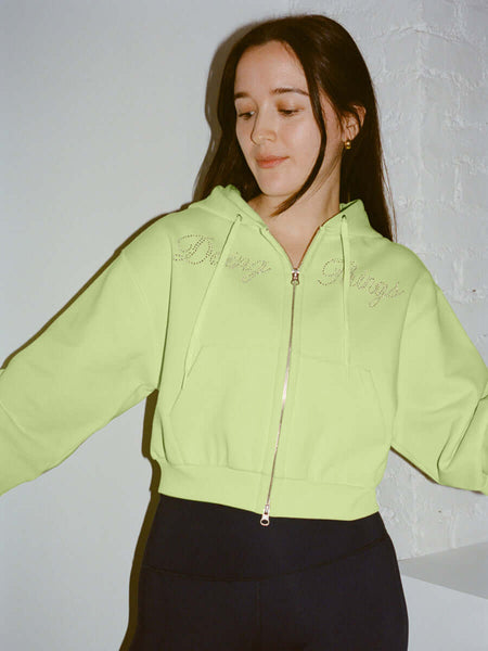 トップス JieDa Asymmetry hoodie Lime Green doing-things-hoodie-outdoor-