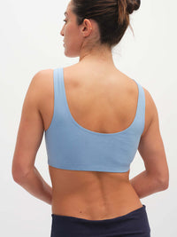 Back view of Double Dip Bra in Cotton Candy, featuring wide shoulder straps for comfortable support.
