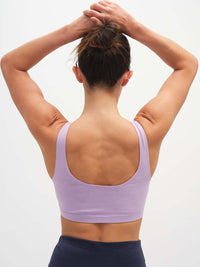 Back view of Double Dip Bra in Cotton Candy, showing wide shoulder straps and supportive fit.