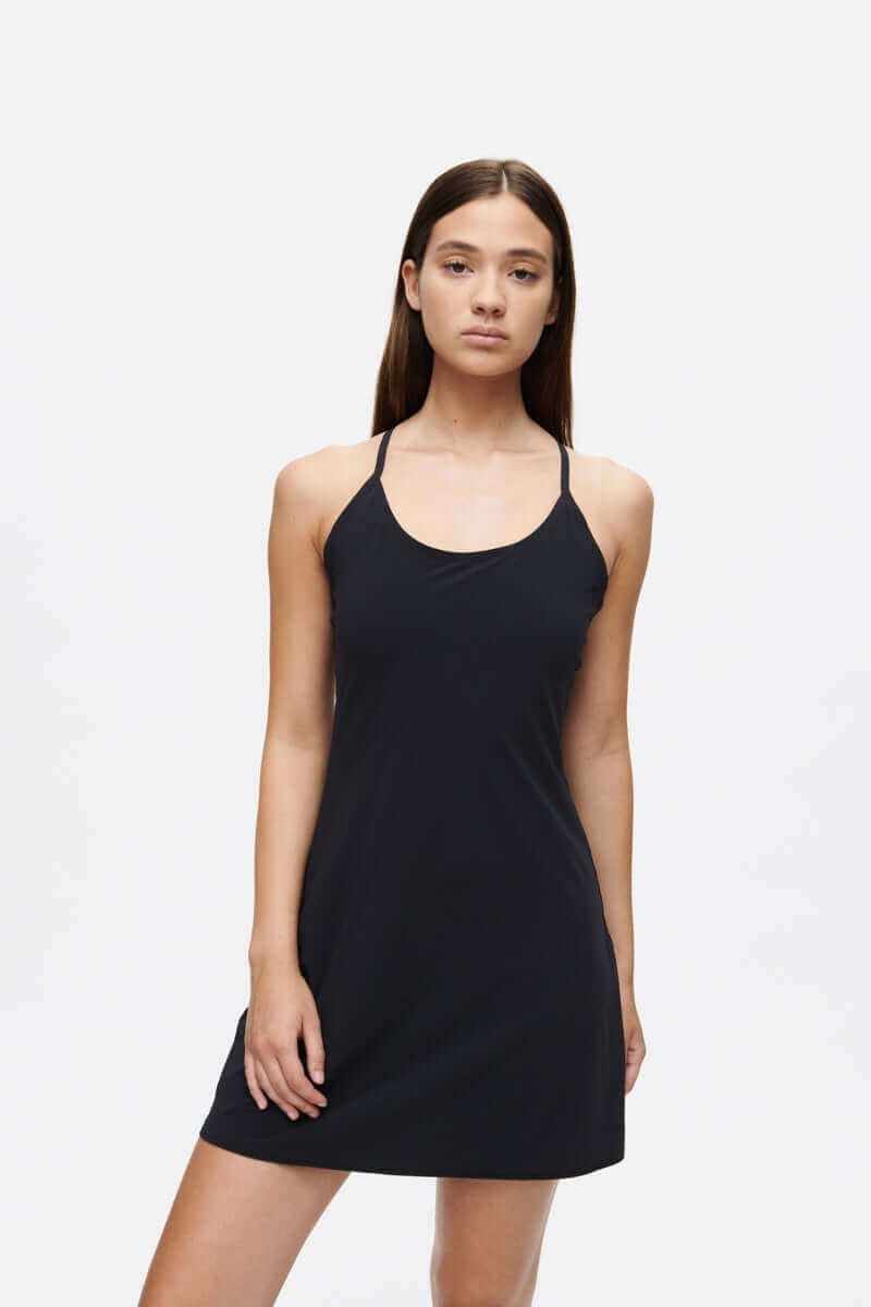 The Exercise Dress with Built-In Shorts - Black