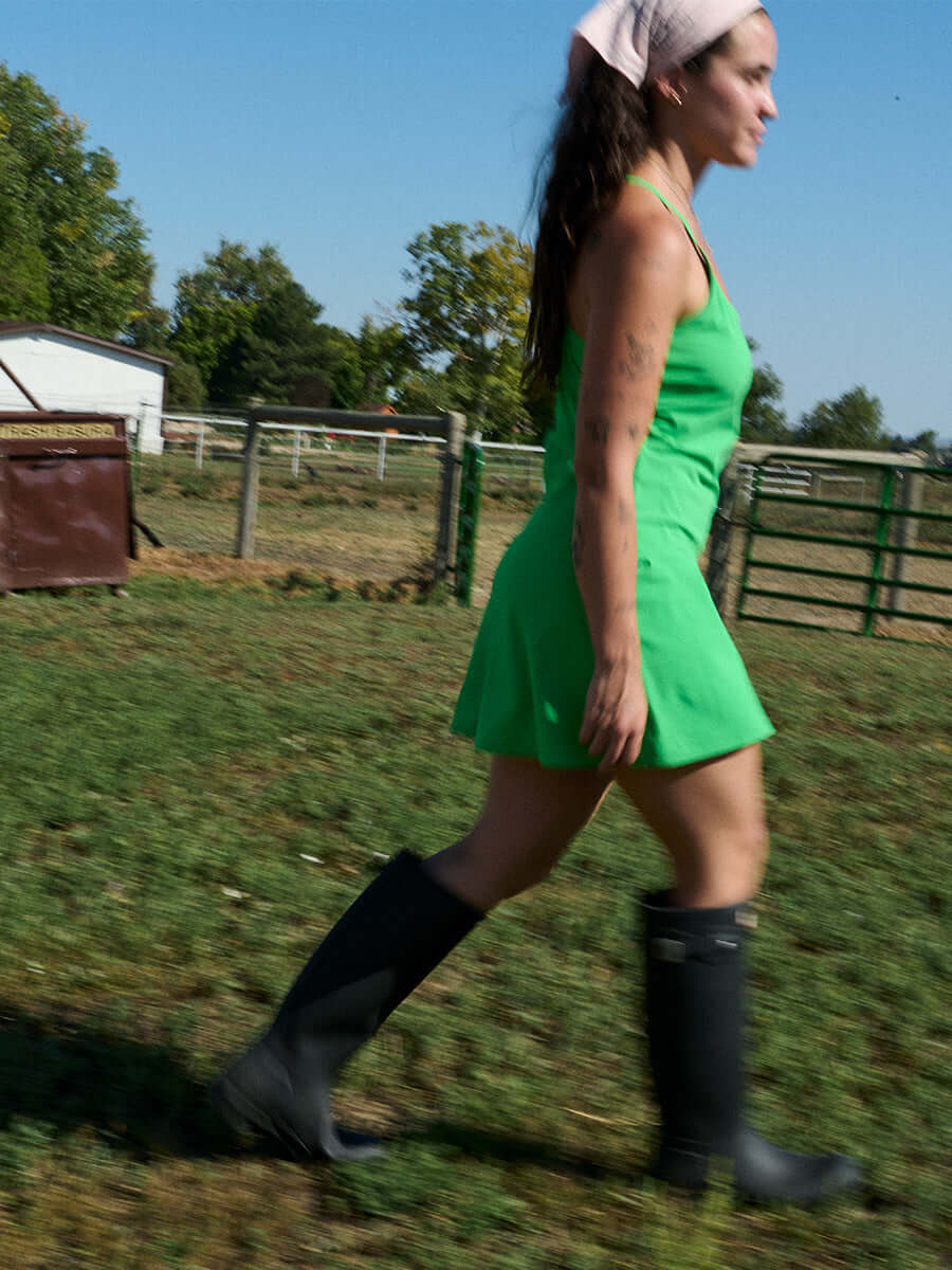 The Exercise Dress in CloudKnit Fabric - Joggy Green