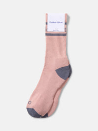 Flat lay of OV Club Crew Sock in Pink, featuring a printed 'Doing Things' design for easy wear.