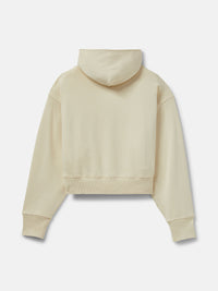 Back view of Pickup Organic Cropped Hoodie in Cream, featuring a relaxed cropped fit and cozy hood.