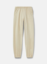 Flat lay of Pickup Organic Sweatpant in Cream, featuring elastic waistband with drawstring and pockets.