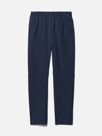 Flat lay of RecTrek 29" Pant in Navy, featuring a pull-on style with two front pockets.