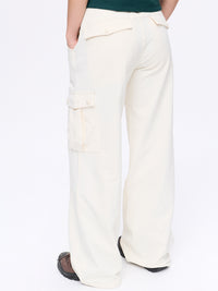 Back view of RecTrek Cargo Pant in Cream, showing utility pockets and relaxed fit for everyday wear.