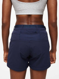 Back view of RecTrek Zip-Off Pant in Navy, showing the mesh pocket and adjustable waistband.