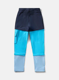 Back view of RecTrek Zip-Off Pant in Blue, featuring zip-off sections and multiple pockets.