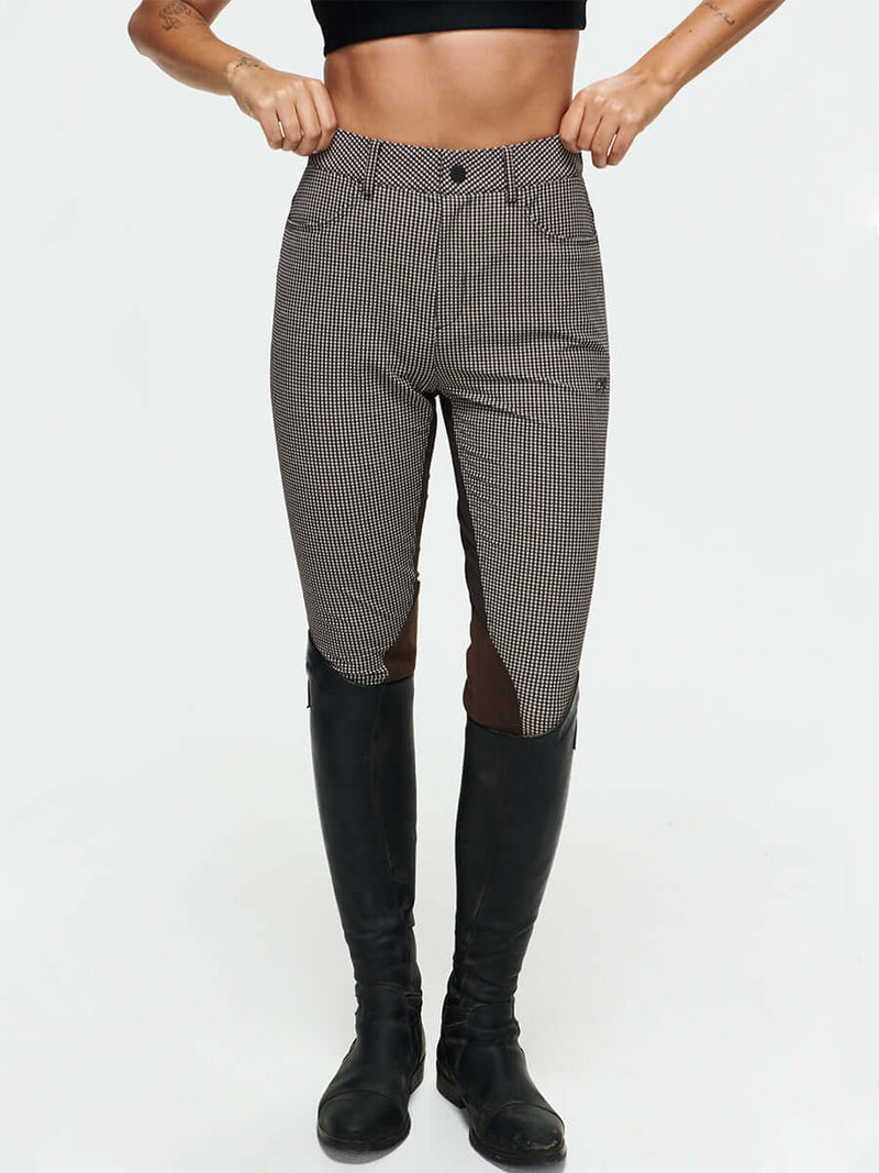 Ride Pant: Stretch-woven riding pants with faux-suede patch and hook-and-bar closure for a perfect fit.