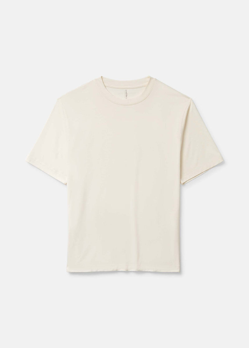 Flat lay of ThinkFast Jersey Shortsleeve in Cream, featuring a relaxed fit for everyday wear.