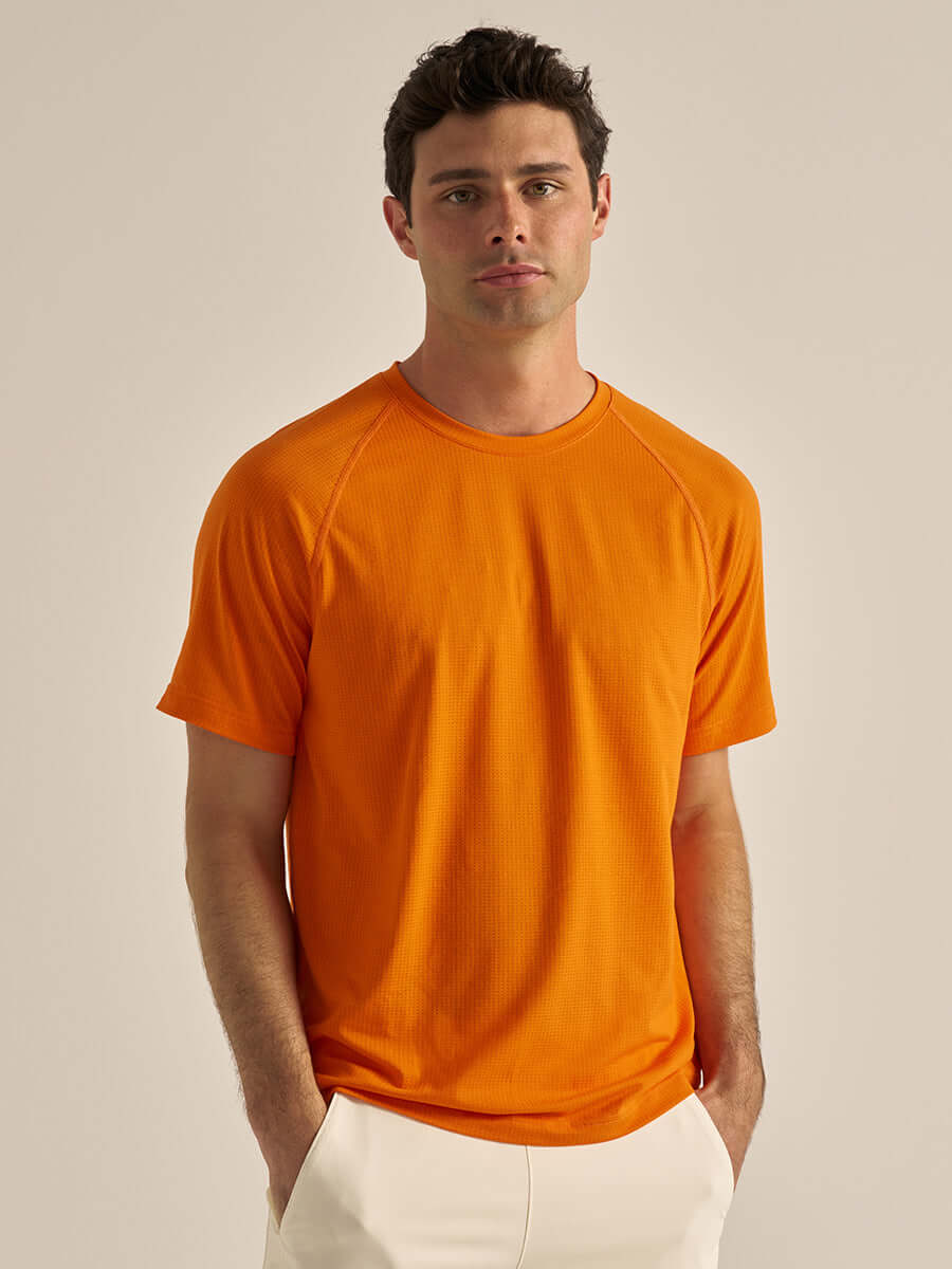 ThinkFast Mesh Shortsleeve Tee in Tiger | Men's Tees | Outdoor Voices
