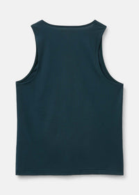 Back view of ThinkFast Mesh Tank in Dark Teal, with moisture-wicking fabric for activewear.