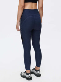 Back view of Two Tone 7/8 Legging in Navy, featuring two-tone paneling and a fitted silhouette.